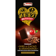 Czekolada gorzka z ziarnami kakao i żurawiną ZERO 125 g - Torras
