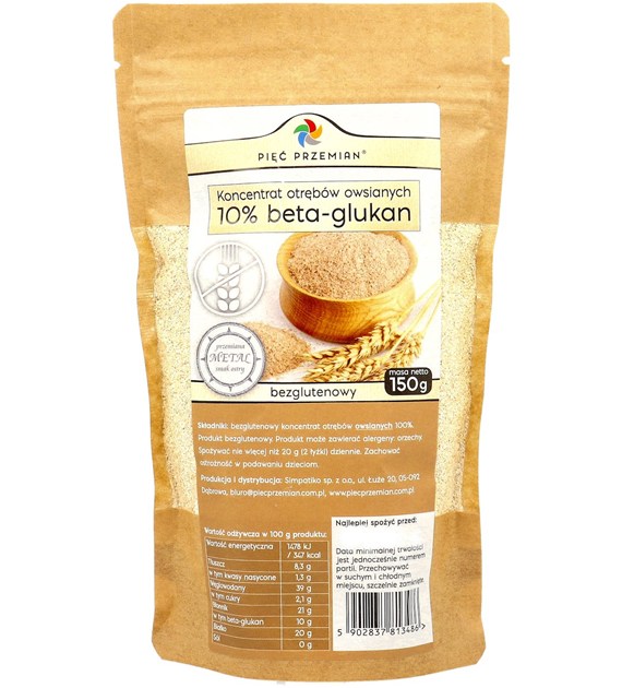 Koncentrat otrębów owsianych (10% beta-glukan) 150 g - Pięć Przemian