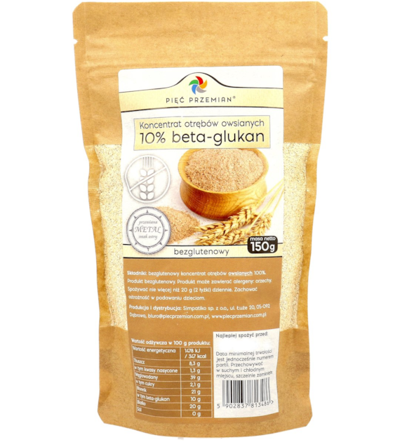 Koncentrat otrębów owsianych (10% beta-glukan) 150 g - Pięć Przemian