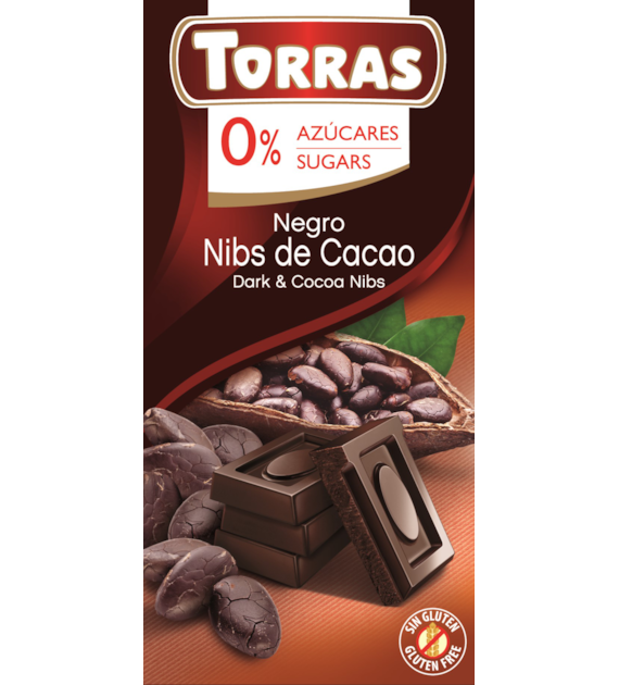 Czekolada gorzka z ziarnami kakao 75 g - Torras