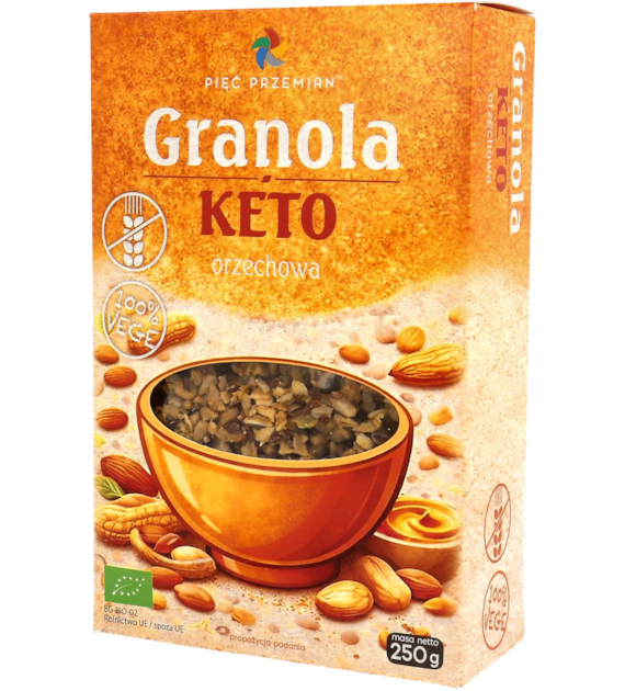 Granola KETO orzechowa bezglutenowa BIO 250 g - Pięć Przemian