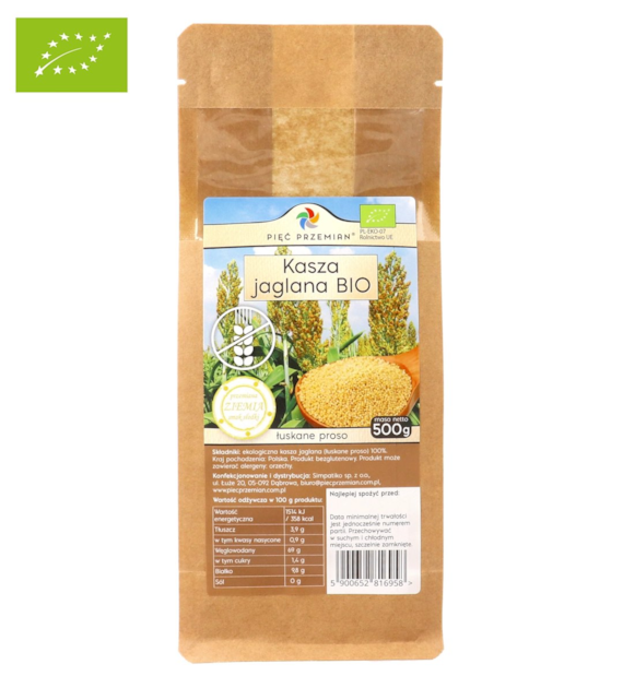 Kasza jaglana BIO bezglutenowa 500 g - Pięć Przemian