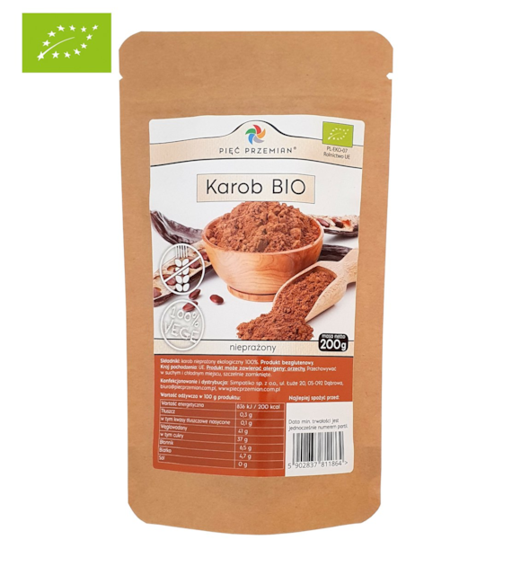 Karob nieprażony BIO 200 g - Pięć Przemian