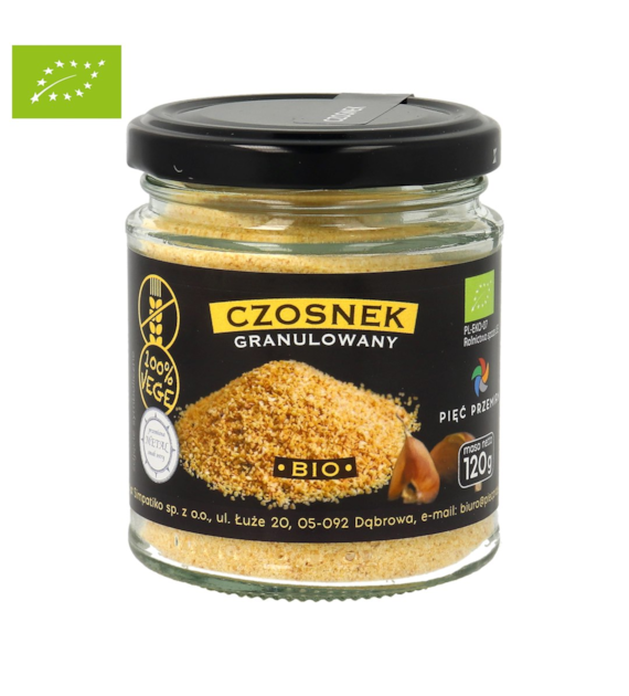 Czosnek granulowany bezglutenowy BIO 120 g - Pięć Przemian