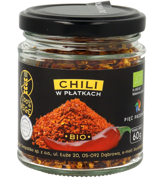 Chili płatki bezglutenowe BIO 60 g - Pięć Przemian