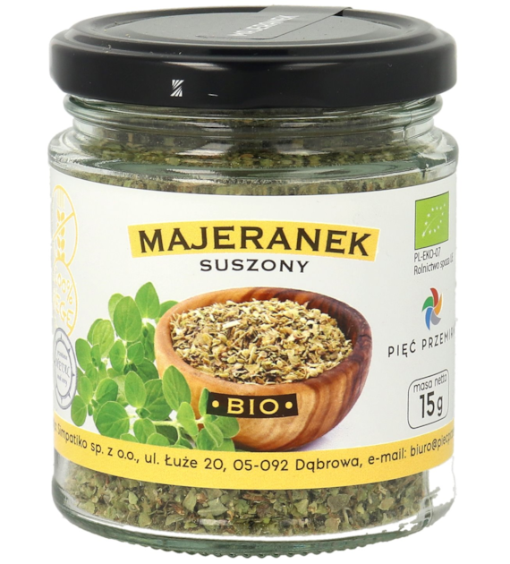 Majeranek suszony bezglutenowy BIO 15 g - Pięć Przemian
