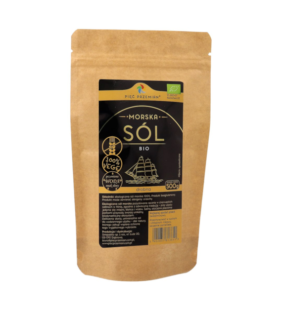 Sól morska ekologiczna drobna 500 g - Pięć Przemian