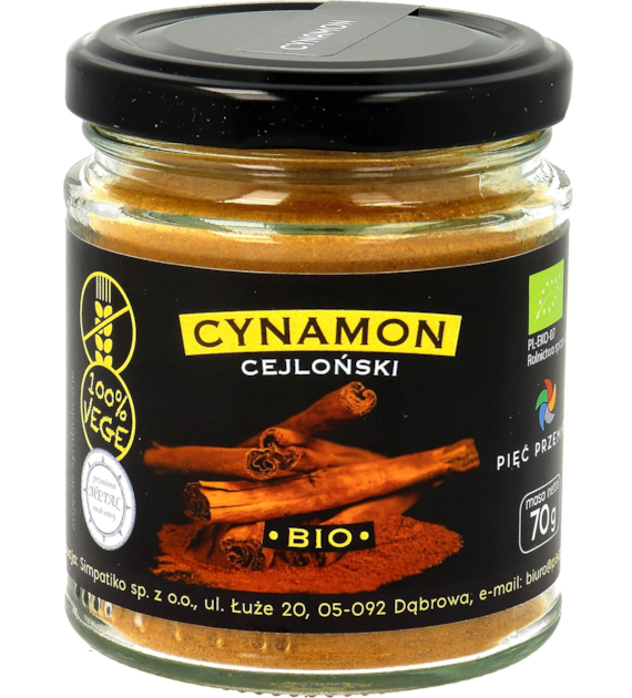 Cynamon cejloński bezglutenowy BIO 70 g - Pięć Przemian