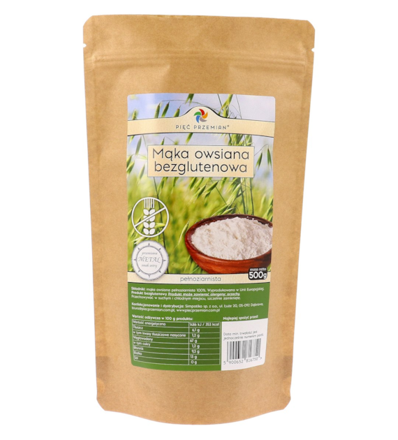 Mąka owsiana bezglutenowa 500 g - Pięć Przemian