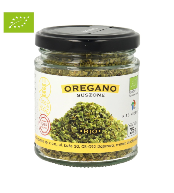 Oregano suszone bezglutenowe BIO 25 g - Pięć Przemian