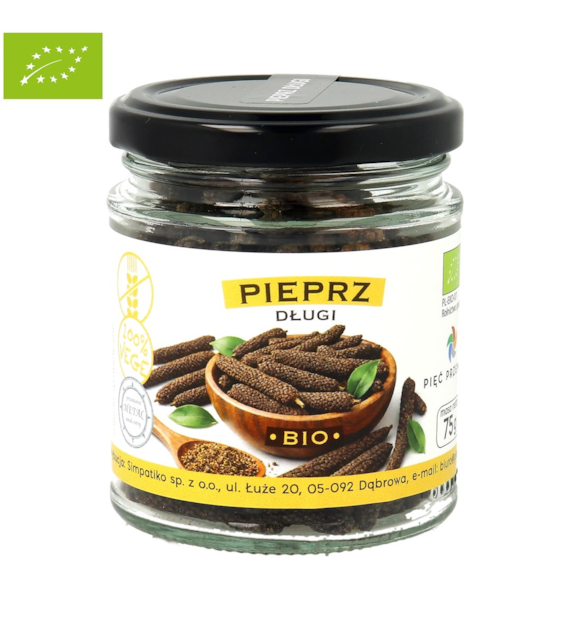 Pieprz długi bezglutenowy BIO 75 g - Pięć Przemian