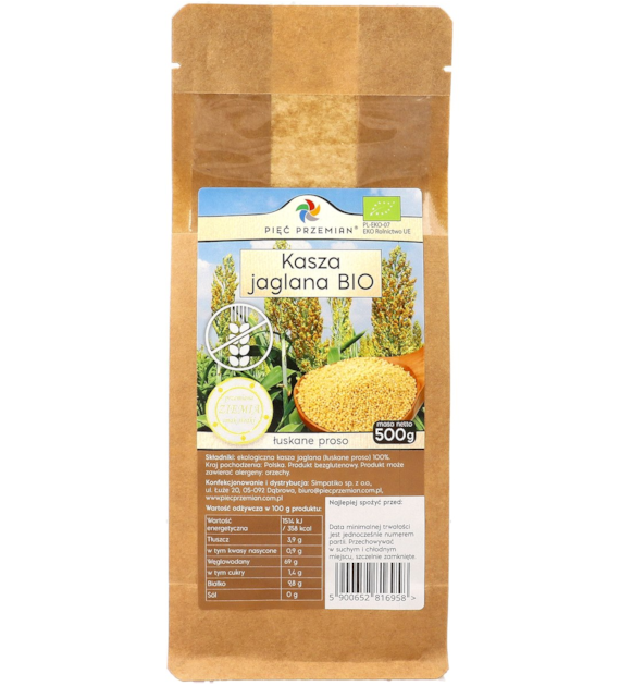 Kasza jaglana BIO bezglutenowa 500 g - Pięć Przemian
