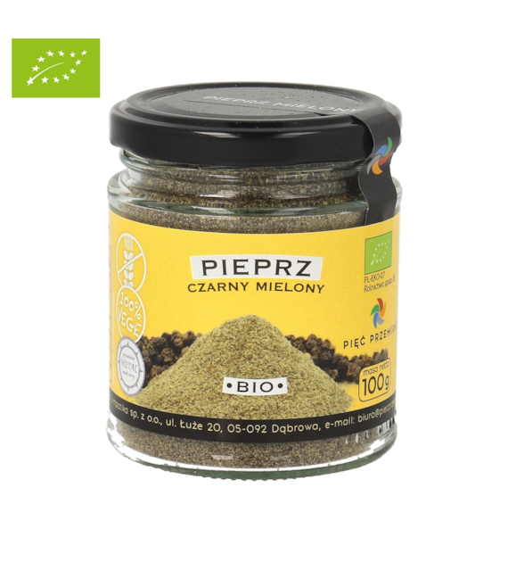 Pieprz czarny mielony bezglutenowy BIO 100 g - Pięć Przemian