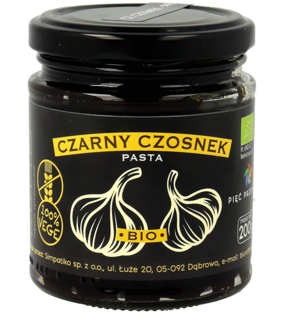 Czarny czosnek BIO pasta 200 g - Pięć Przemian