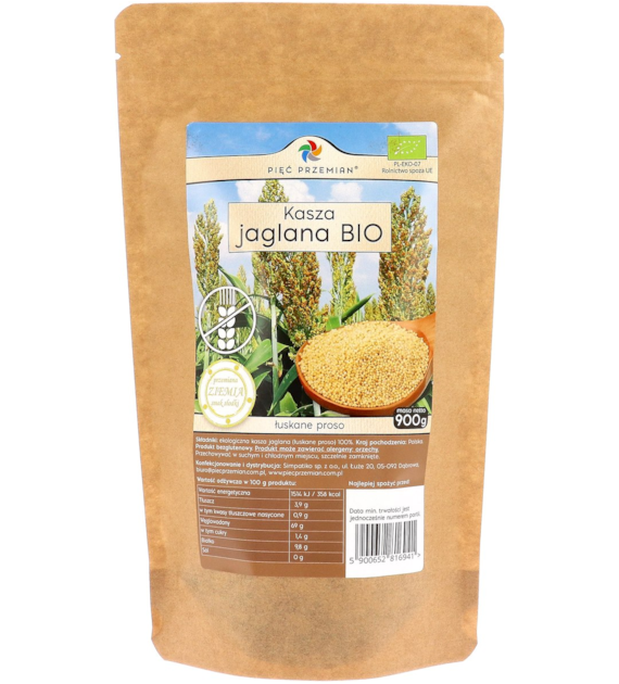 Kasza jaglana BIO bezglutenowa 900 g - Pięć Przemian