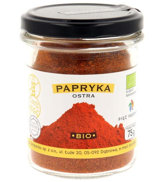 Papryka ostra mielona bezglutenowa BIO 75 g - Pięć Przemian