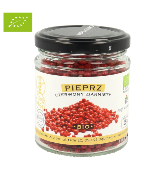 Pieprz czerwony ziarnisty bezglutenowy BIO 45 g - Pięć Przemian