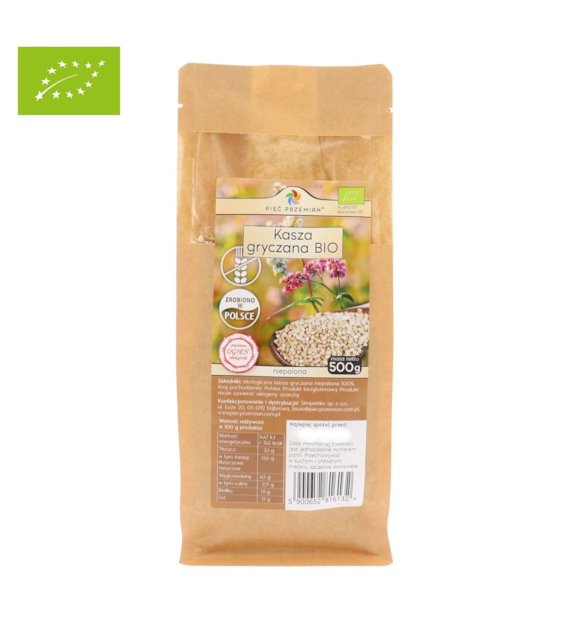 Kasza gryczana biała BIO bezglutenowa 500 g - Pięć Przemian
