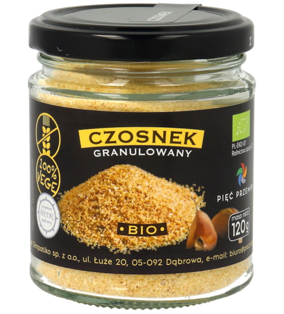 Czosnek granulowany bezglutenowy BIO 120 g - Pięć Przemian