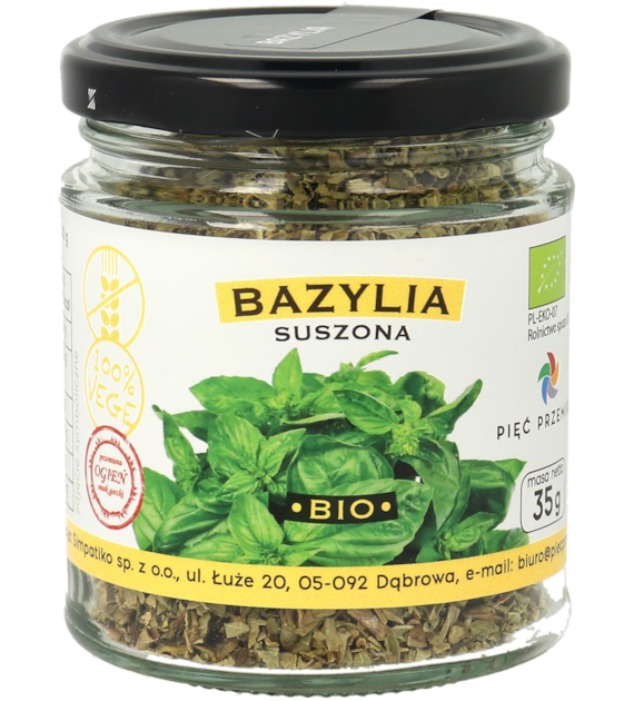 Bazylia suszona bezglutenowa BIO 35 g - Pięć Przemian