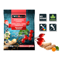 Cukierki z dziką różą, imbirem i propolisem ze stewią bez dodatku cukru 50 g - Pure&Good