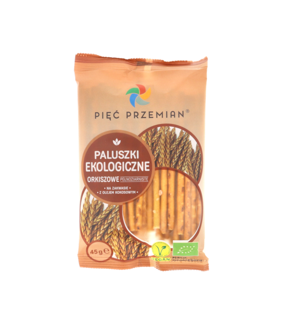 Paluszki orkiszowe pełnoziarniste BIO 45 g - Pięć Przemian