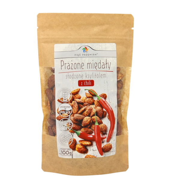 Prażone migdały z ksylitolem i chili 100 g - Pięć Przemian