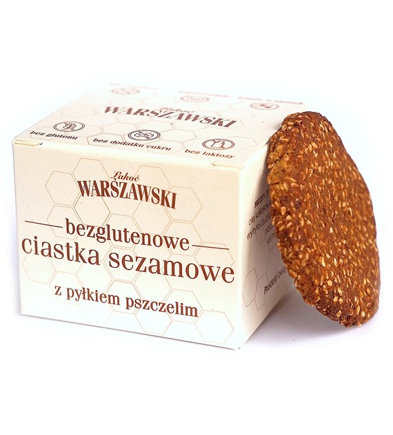 Ciastka sezamowe z pyłkiem pszczelim bezglutenowe 150 g - Łakoć Warszawski - Baton Warszawski