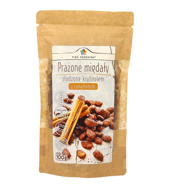 Prażone migdały z ksylitolem i cynamonem 100 g - Pięć Przemian