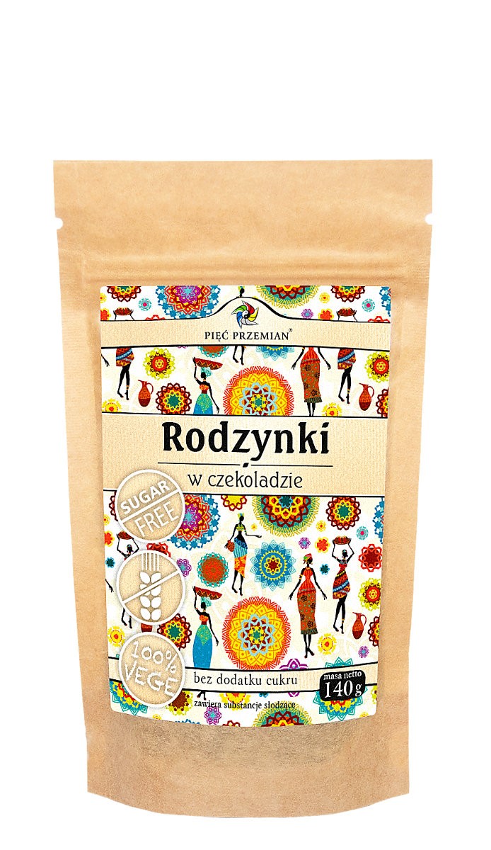 Rodzynki w czekoladzie bez cukru 140 g - Pięć Przemian