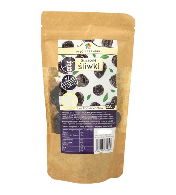 Śliwki suszone bez konserwantów 250 g - Pięć Przemian