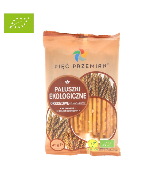 Paluszki orkiszowe pełnoziarniste BIO 45 g - Pięć Przemian