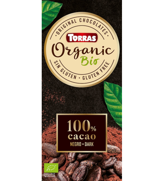 Czekolada ekologiczna gorzka 100% kakao bez dodatku cukru 100 g - Torras