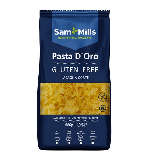 Makaron bezglutenowy łazanka karbowana (lasagne corte) 500 g - Sam Mills