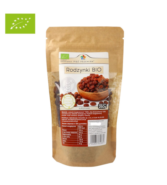 Rodzynki bezglutenowe BIO 250 g - Pięć Przemian