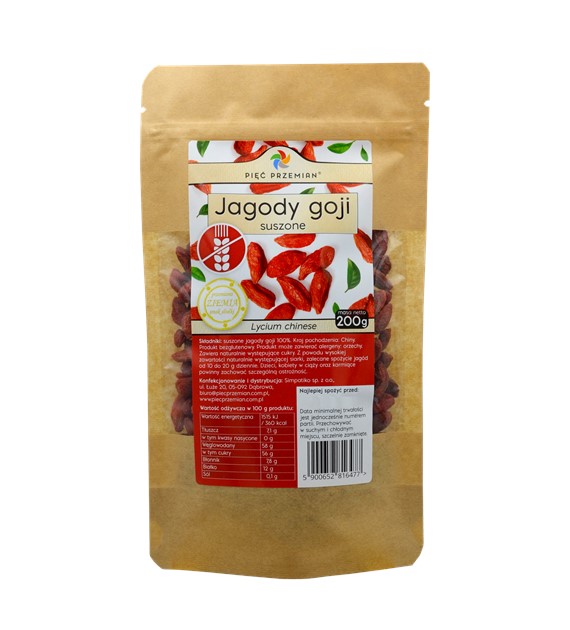 Jagody goji suszone 200 g - Pięć Przemian