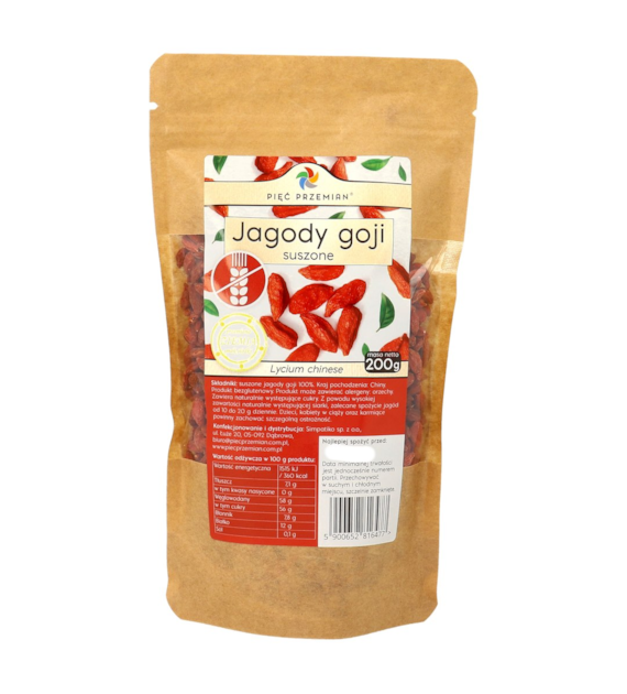 Jagody goji suszone 200 g - Pięć Przemian