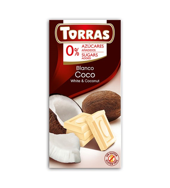 Czekolada biała z kokosem 75 g - Torras