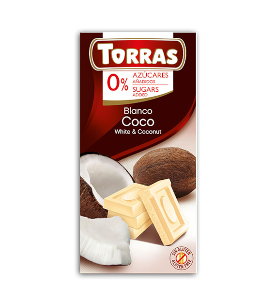 Czekolada biała z kokosem 75 g - Torras