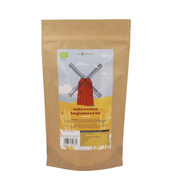 Mąka owsiana BIO bezglutenowa 500 g - Pięć Przemian
