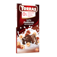 Czekolada mleczna z orzechami laskowymi bez dodatku cukru 75 g - Torras