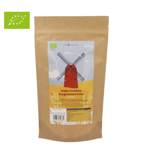 Mąka owsiana BIO bezglutenowa 500 g - Pięć Przemian