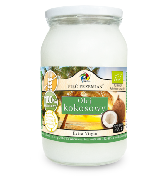 Olej kokosowy BIO extra virgin 800 g - Pięć Przemian