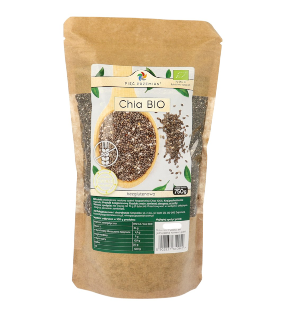 Chia BIO - nasiona szałwii hiszpańskiej 750 g - Pięć Przemian