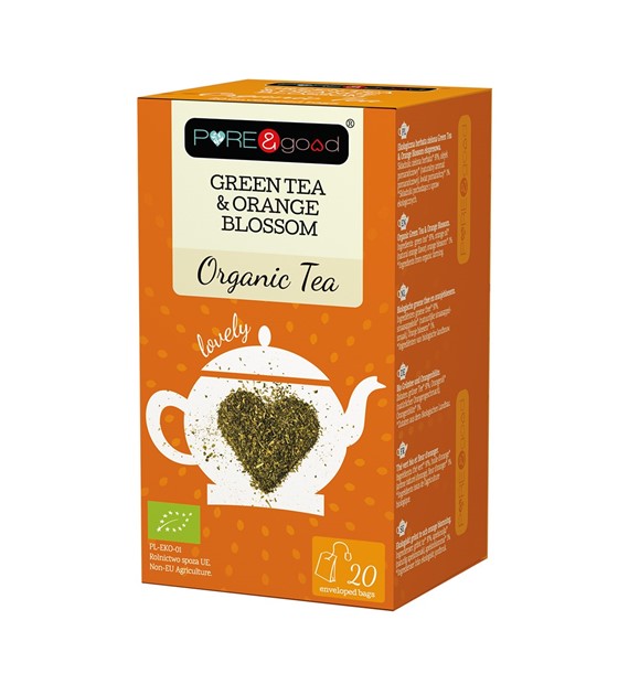 Herbata ekologiczna Green Tea & Orange Blossom 36 g - Pure&good