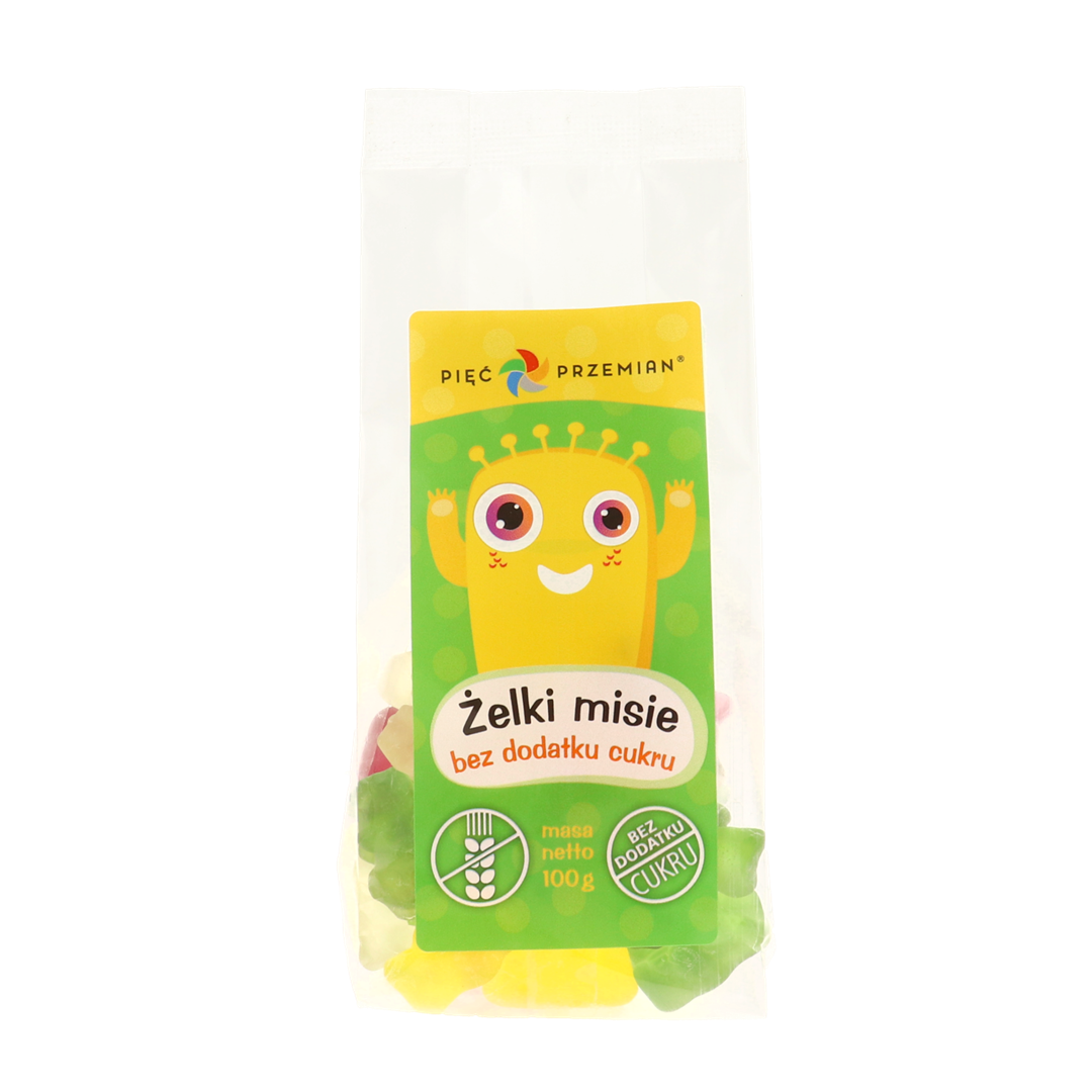 Żelki misie bez dodatku cukru 100 g - Pięć Przemian