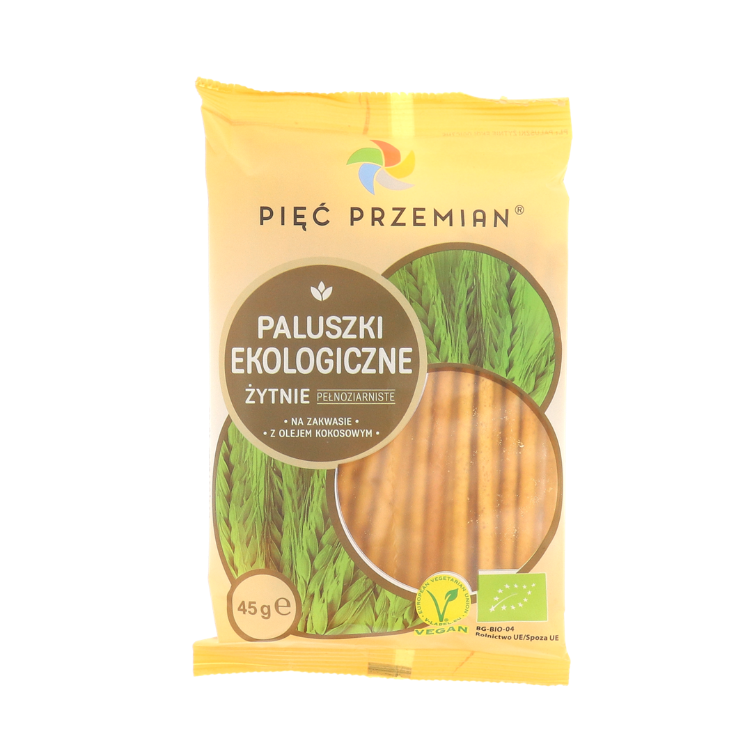 Paluszki żytnie pełnoziarniste BIO 45 g - Pięć Przemian